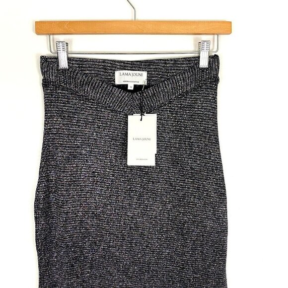 Lama Jouni Slinky Maxi Skirt Medium Black Silver Sparkly Holiday High Slits NEW - Picture 2 of 16